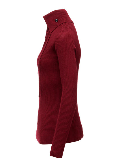 WOOL RIB 3-WAY BUTTON-UP HIGH NECK PULLOVER