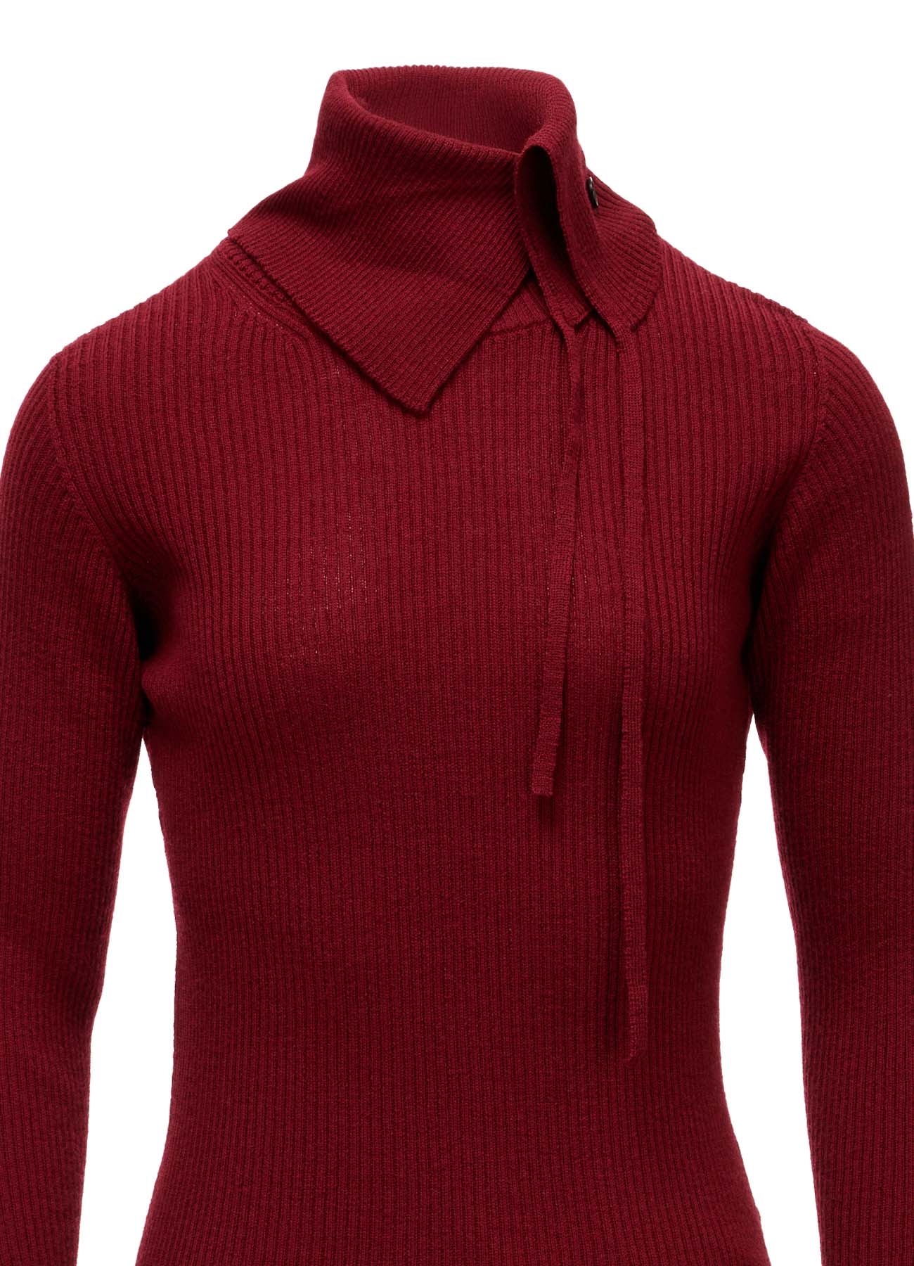WOOL RIB 3-WAY BUTTON-UP HIGH NECK PULLOVER