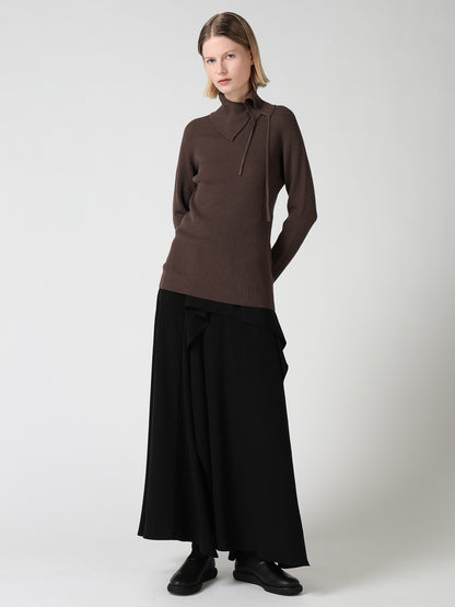 WOOL RIB 3-WAY BUTTON-UP HIGH NECK PULLOVER