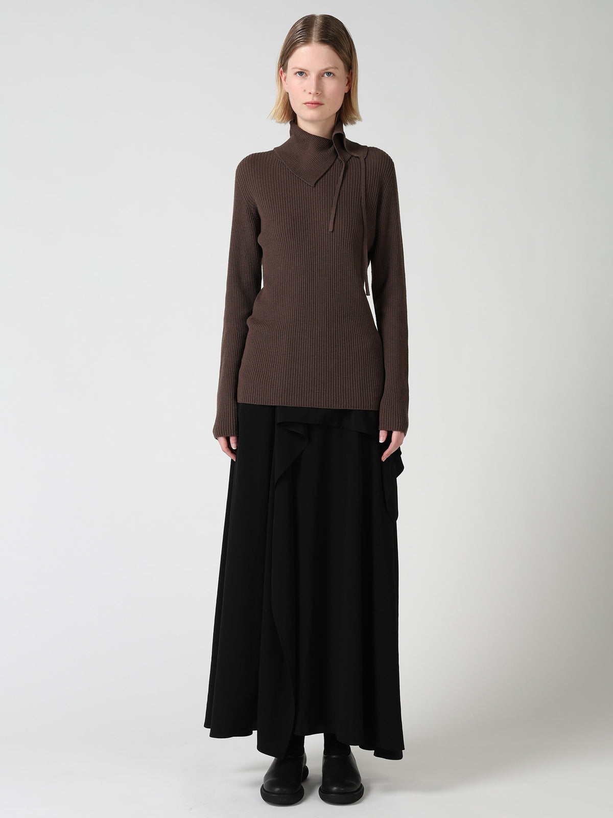 WOOL RIB 3-WAY BUTTON-UP HIGH NECK PULLOVER