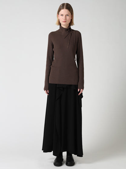 WOOL RIB 3-WAY BUTTON-UP HIGH NECK PULLOVER