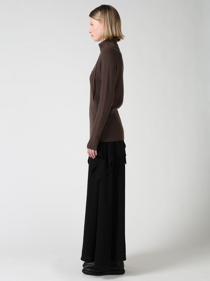 WOOL RIB 3-WAY BUTTON-UP HIGH NECK PULLOVER