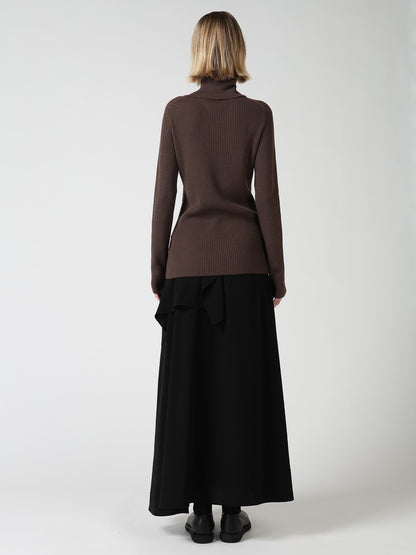 WOOL RIB 3-WAY BUTTON-UP HIGH NECK PULLOVER