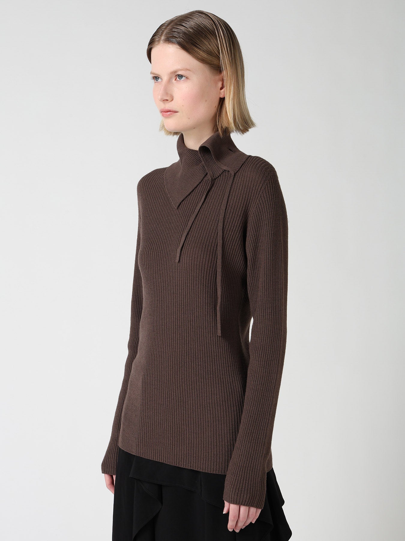 WOOL RIB 3-WAY BUTTON-UP HIGH NECK PULLOVER – THE SHOP YOHJI YAMAMOTO