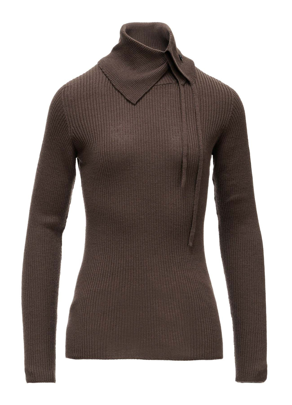 WOOL RIB 3-WAY BUTTON-UP HIGH NECK PULLOVER