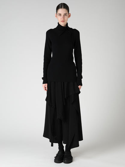 WOOL RIB 3-WAY BUTTON-UP HIGH NECK PULLOVER