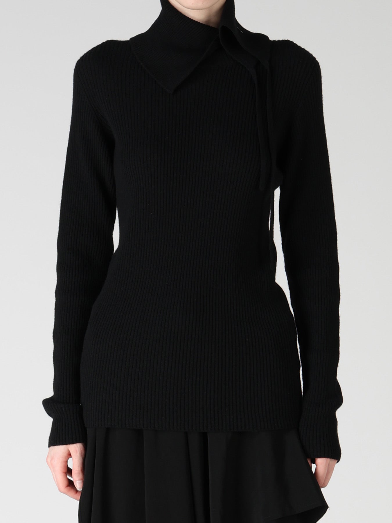 WOOL RIB 3-WAY BUTTON-UP HIGH NECK PULLOVER