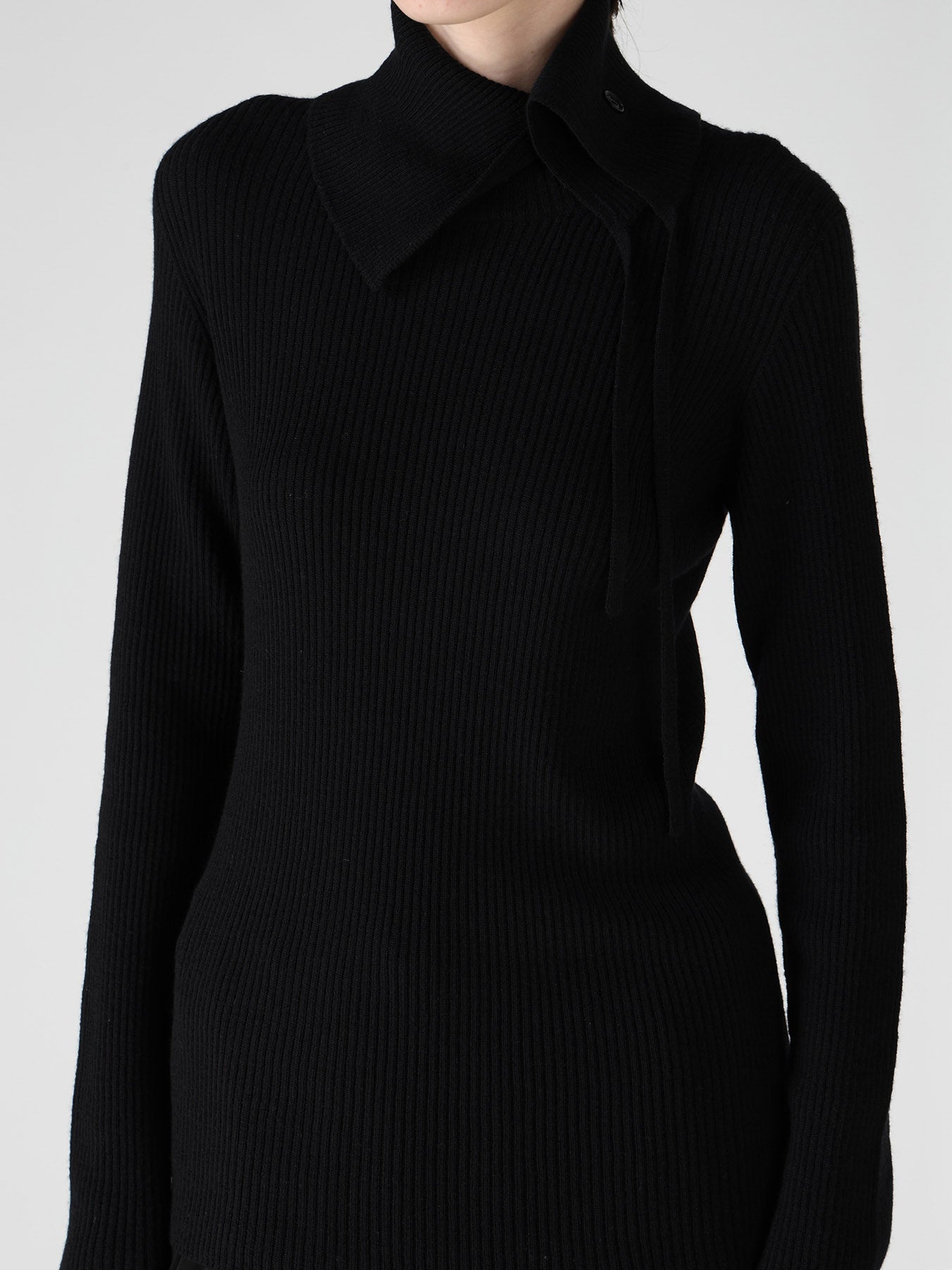 WOOL RIB 3-WAY BUTTON-UP HIGH NECK PULLOVER