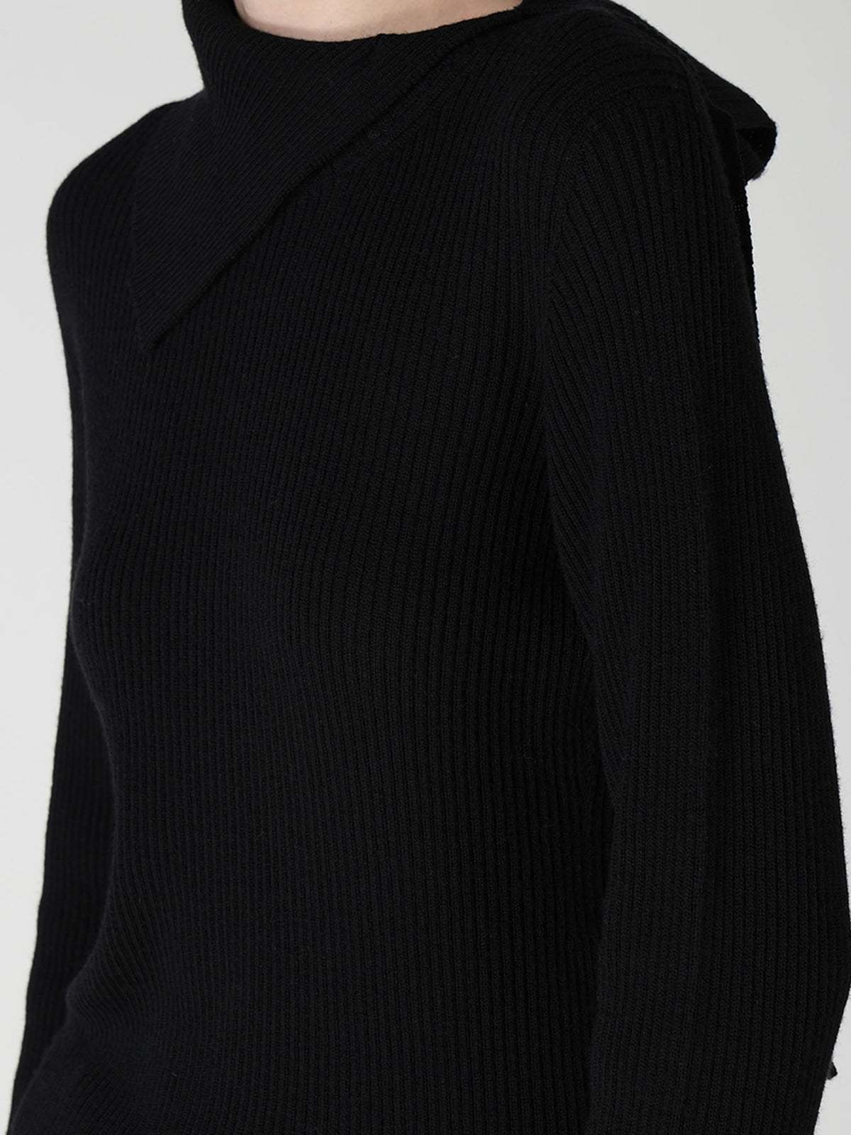 WOOL RIB 3-WAY BUTTON-UP HIGH NECK PULLOVER
