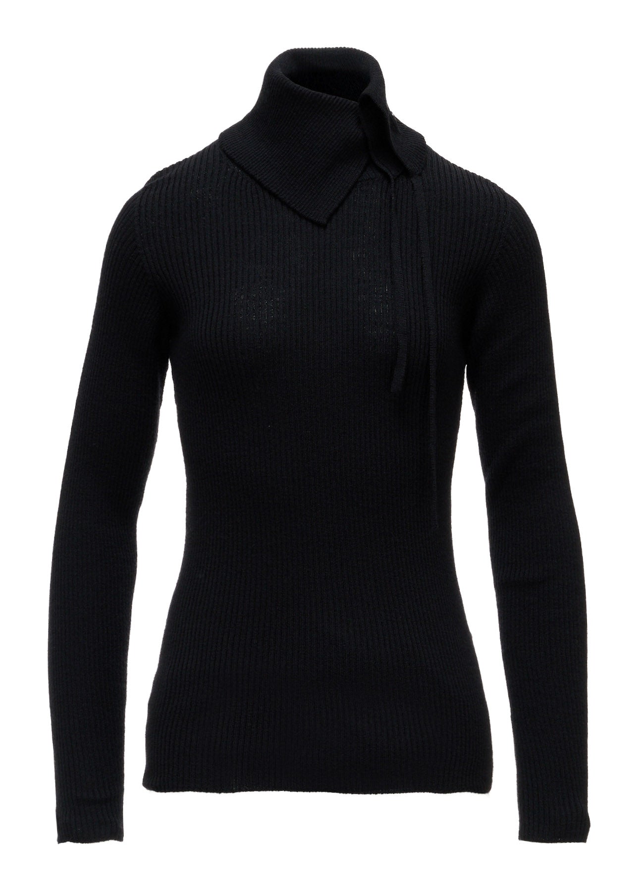 WOOL RIB 3-WAY BUTTON-UP HIGH NECK PULLOVER