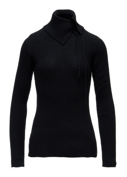 WOOL RIB 3-WAY BUTTON-UP HIGH NECK PULLOVER