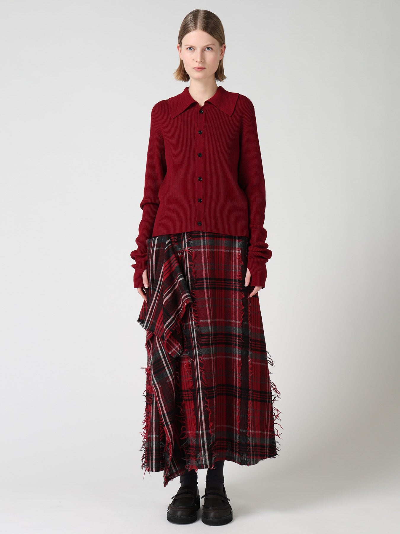 WOOL RIB BACK SHORT CARDIGAN