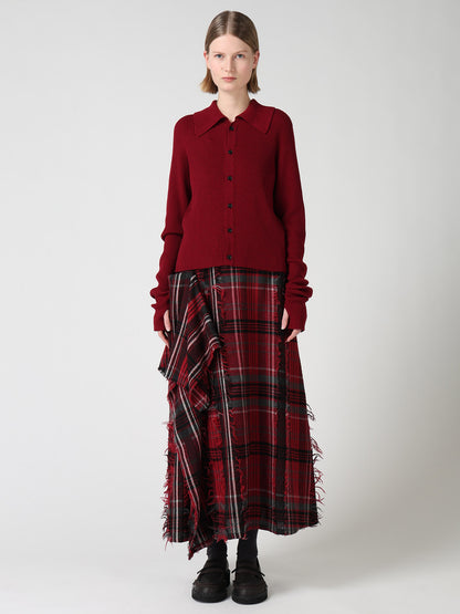 WOOL RIB BACK SHORT CARDIGAN