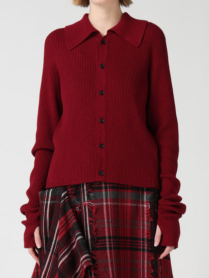 WOOL RIB BACK SHORT CARDIGAN