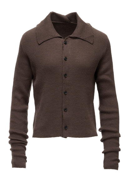 WOOL RIB BACK SHORT CARDIGAN