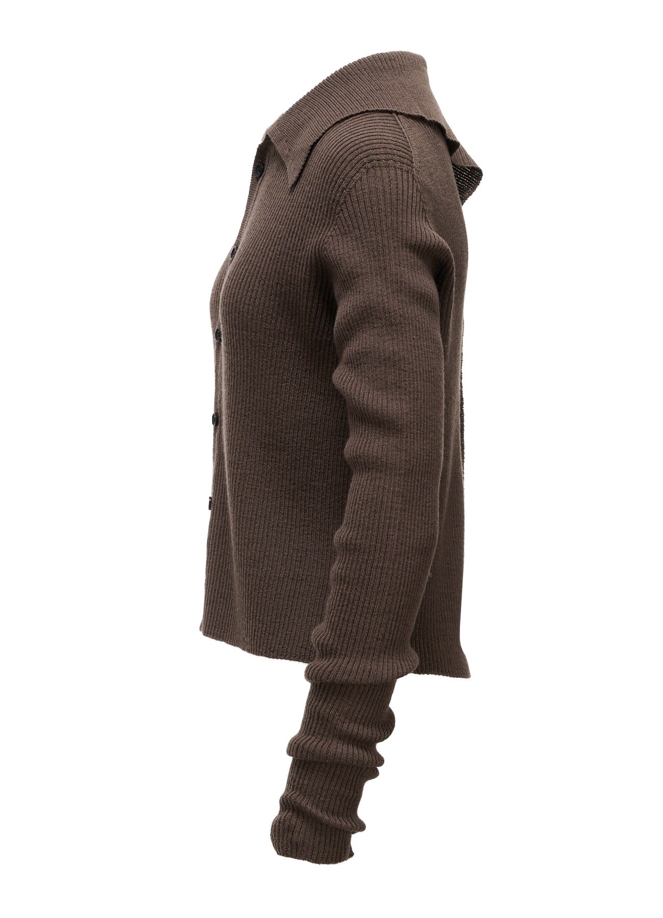 WOOL RIB BACK SHORT CARDIGAN