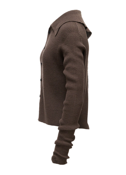 WOOL RIB BACK SHORT CARDIGAN