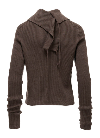 WOOL RIB BACK SHORT CARDIGAN