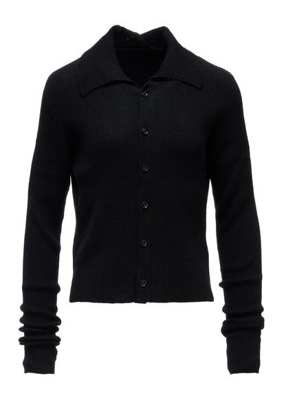 WOOL RIB BACK SHORT CARDIGAN
