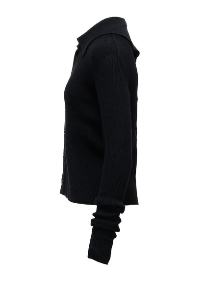 WOOL RIB BACK SHORT CARDIGAN