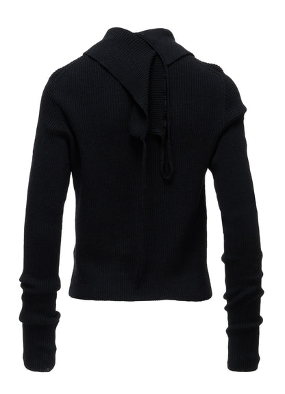 WOOL RIB BACK SHORT CARDIGAN
