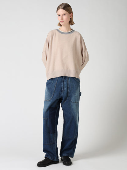 REVERSE JERSEY ROUND NECK BIG PULLOVER