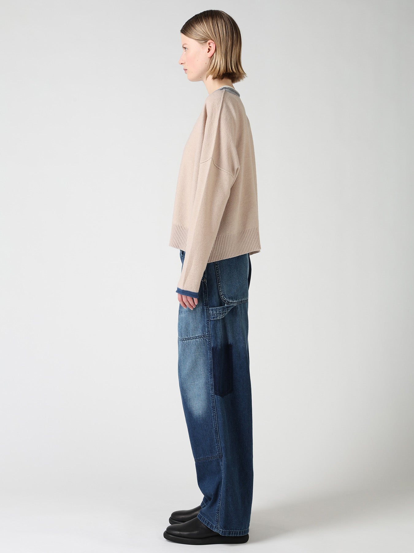 REVERSE JERSEY ROUND NECK BIG PULLOVER