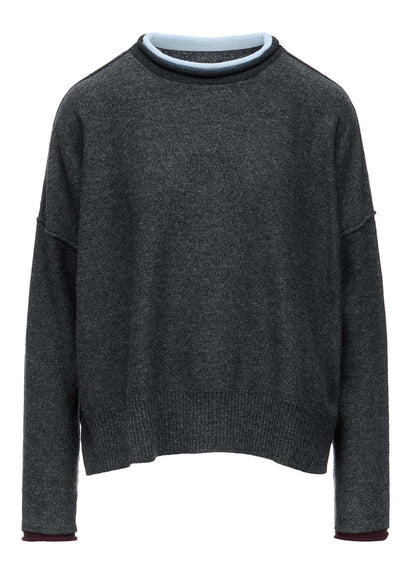 REVERSE JERSEY ROUND NECK BIG PULLOVER