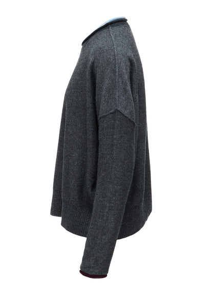 REVERSE JERSEY ROUND NECK BIG PULLOVER