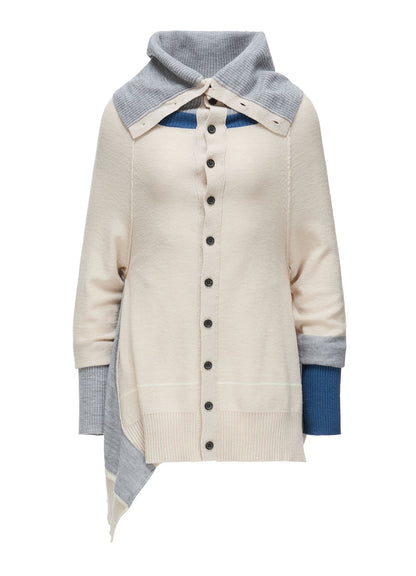 REVERSE JERSEY DRAPE SLEEVE CARDIGAN