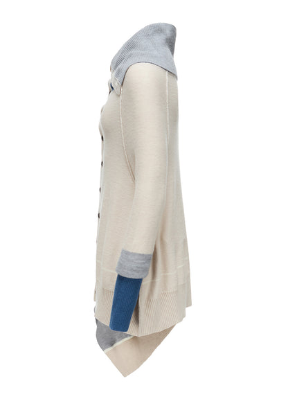 REVERSE JERSEY DRAPE SLEEVE CARDIGAN