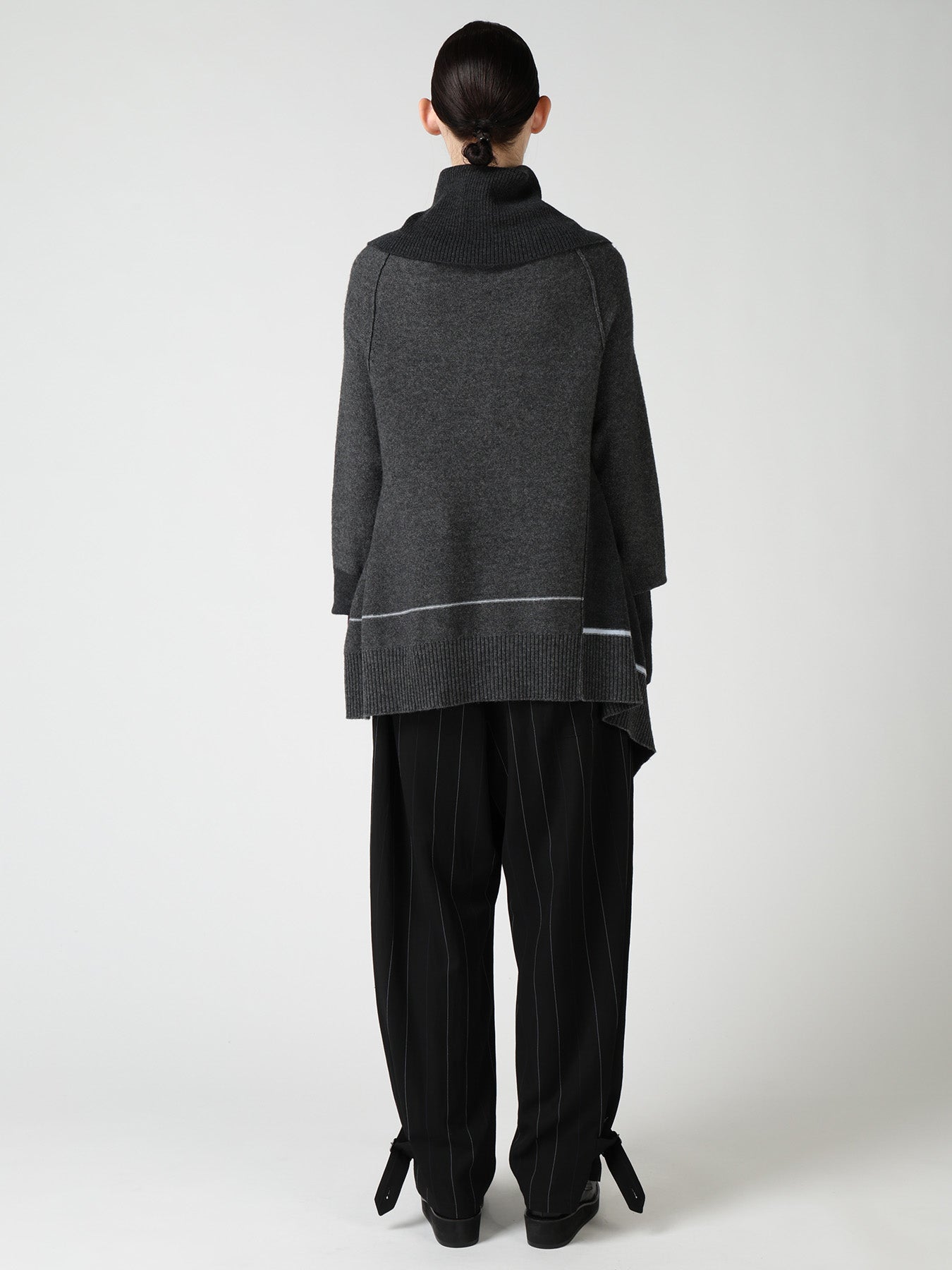 REVERSE JERSEY DRAPE SLEEVE CARDIGAN