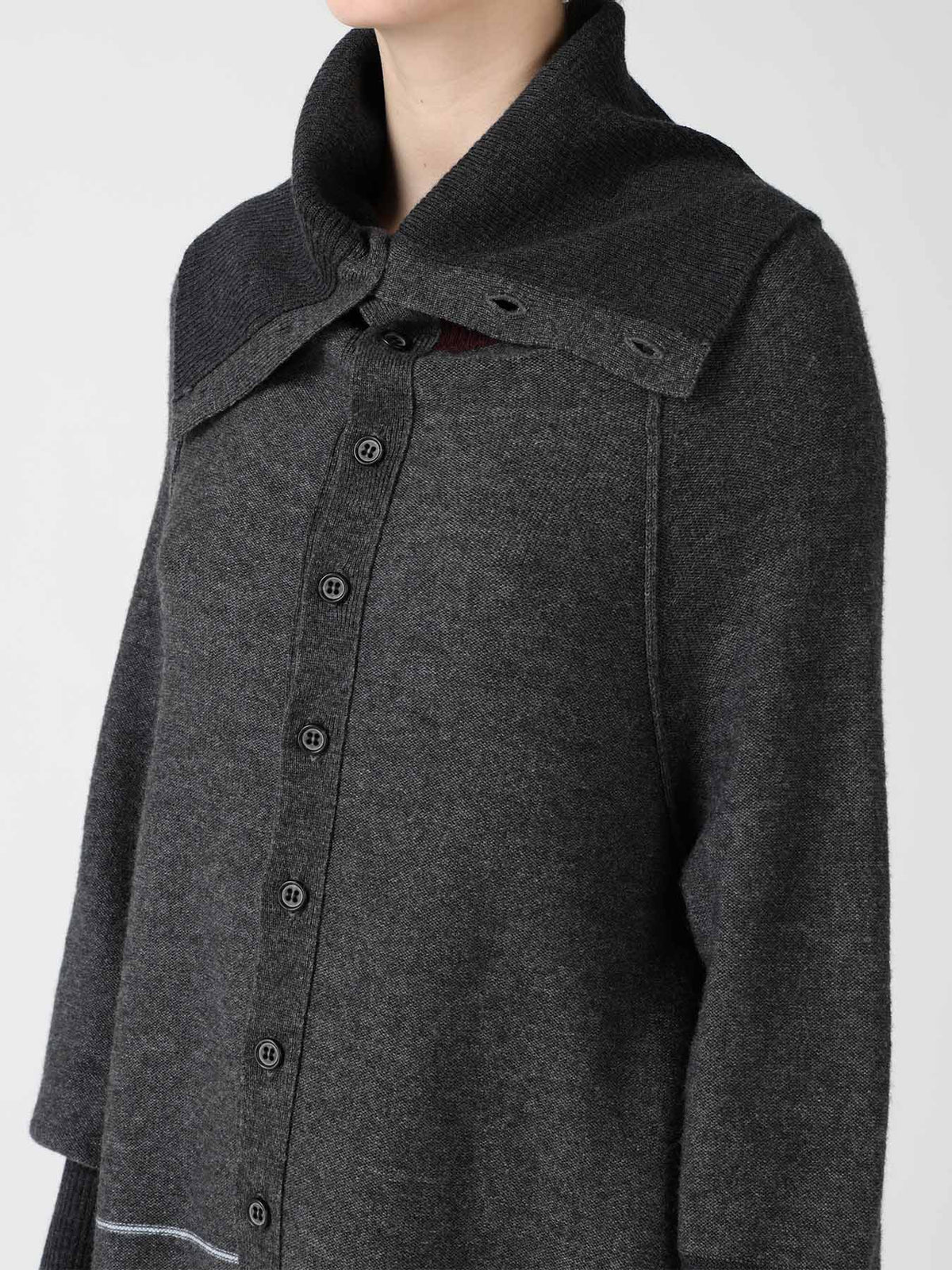 REVERSE JERSEY DRAPE SLEEVE CARDIGAN