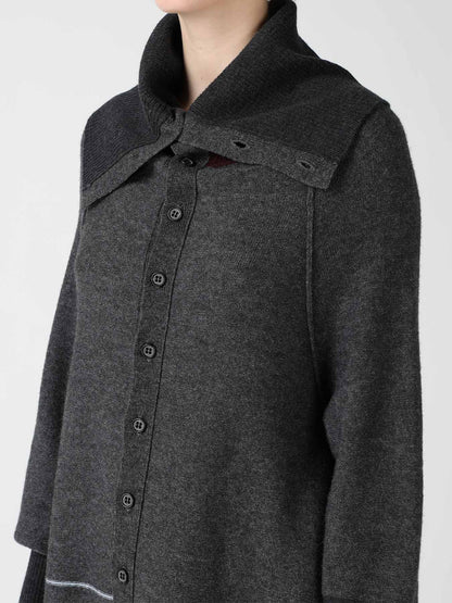 REVERSE JERSEY DRAPE SLEEVE CARDIGAN