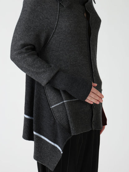 REVERSE JERSEY DRAPE SLEEVE CARDIGAN