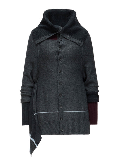 REVERSE JERSEY DRAPE SLEEVE CARDIGAN