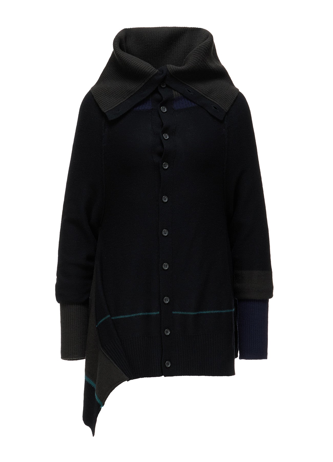 REVERSE JERSEY DRAPE SLEEVE CARDIGAN