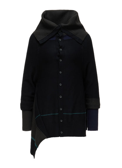 REVERSE JERSEY DRAPE SLEEVE CARDIGAN