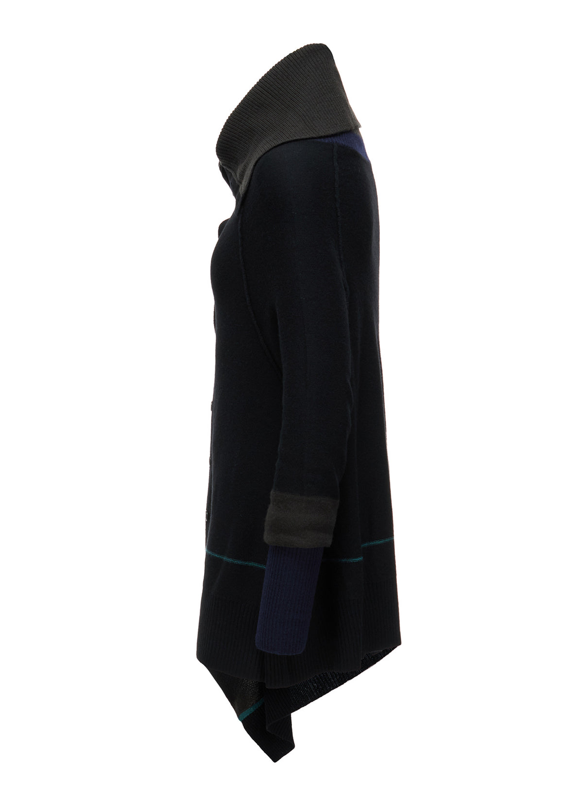 REVERSE JERSEY DRAPE SLEEVE CARDIGAN