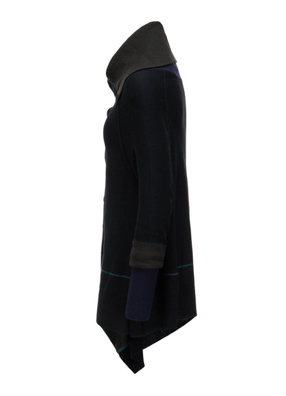 REVERSE JERSEY DRAPE SLEEVE CARDIGAN