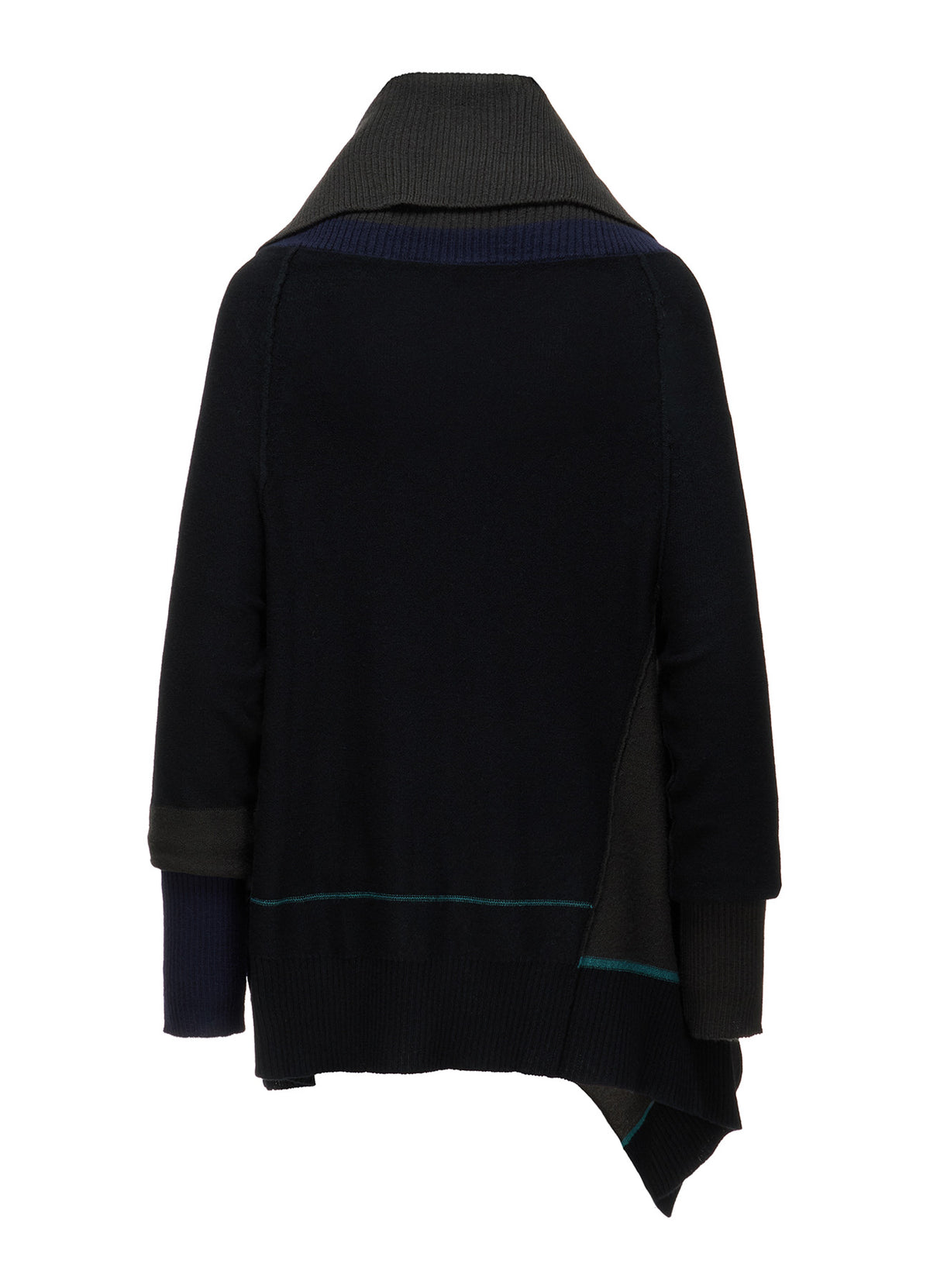 REVERSE JERSEY DRAPE SLEEVE CARDIGAN