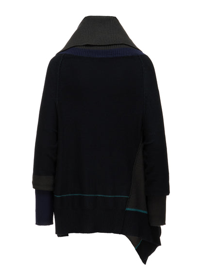 REVERSE JERSEY DRAPE SLEEVE CARDIGAN