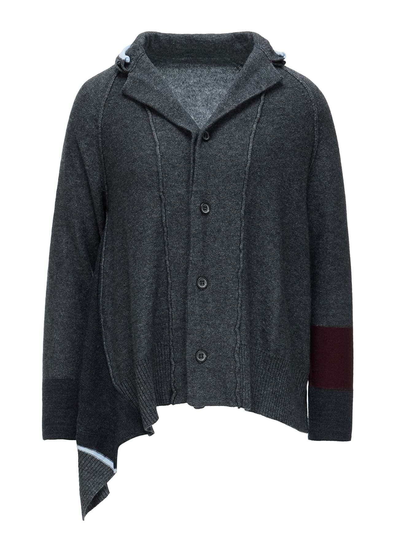 Y’s YOHJI YAMAMOTO ほつれ加工 ニットジャケット グレー REVERSE JERSEY SIDE DRAPE JACKET – THE SHOP YOHJI YAMAMOTO