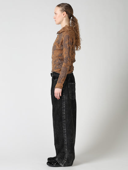 CRACKED PATTERN LINKS OFF NECK PULLOVER