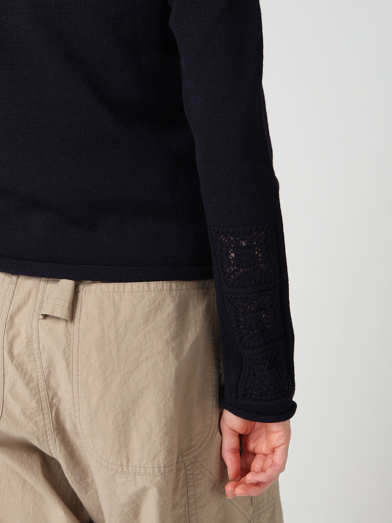 WOOL JERSEY LACE PULLOVER