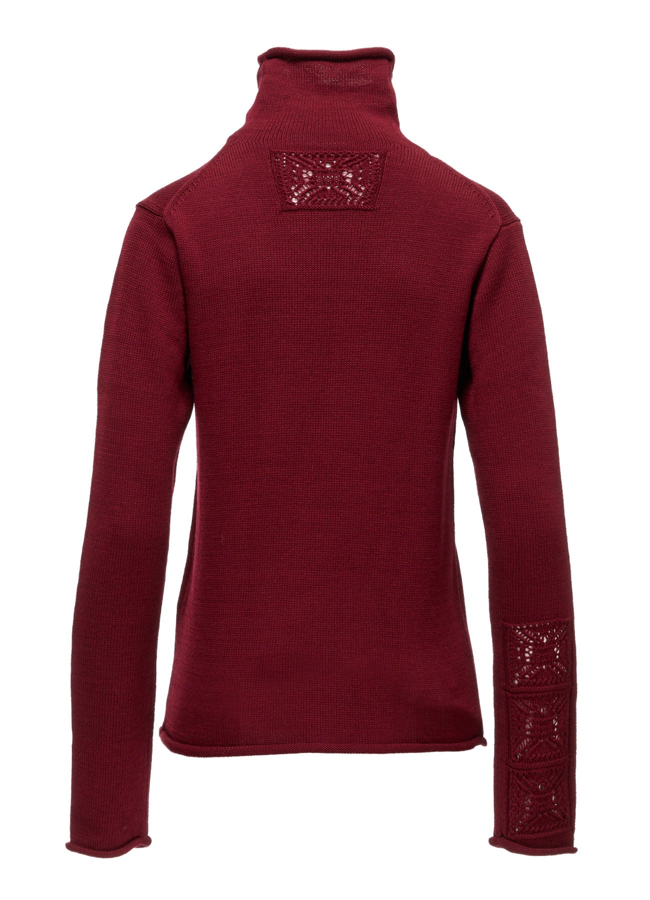 WOOL JERSEY LACE HIGH NECK PULLOVER