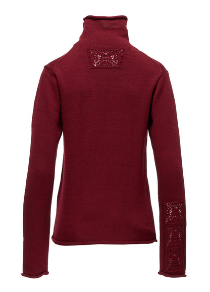 WOOL JERSEY LACE HIGH NECK PULLOVER