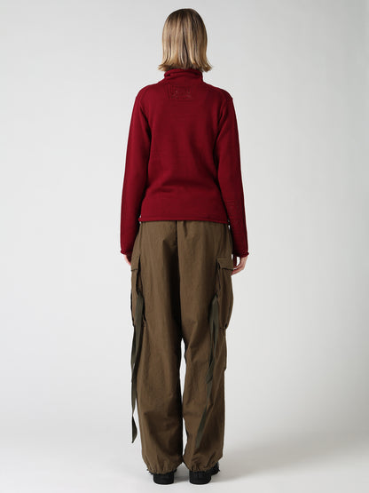 WOOL JERSEY LACE HIGH NECK PULLOVER