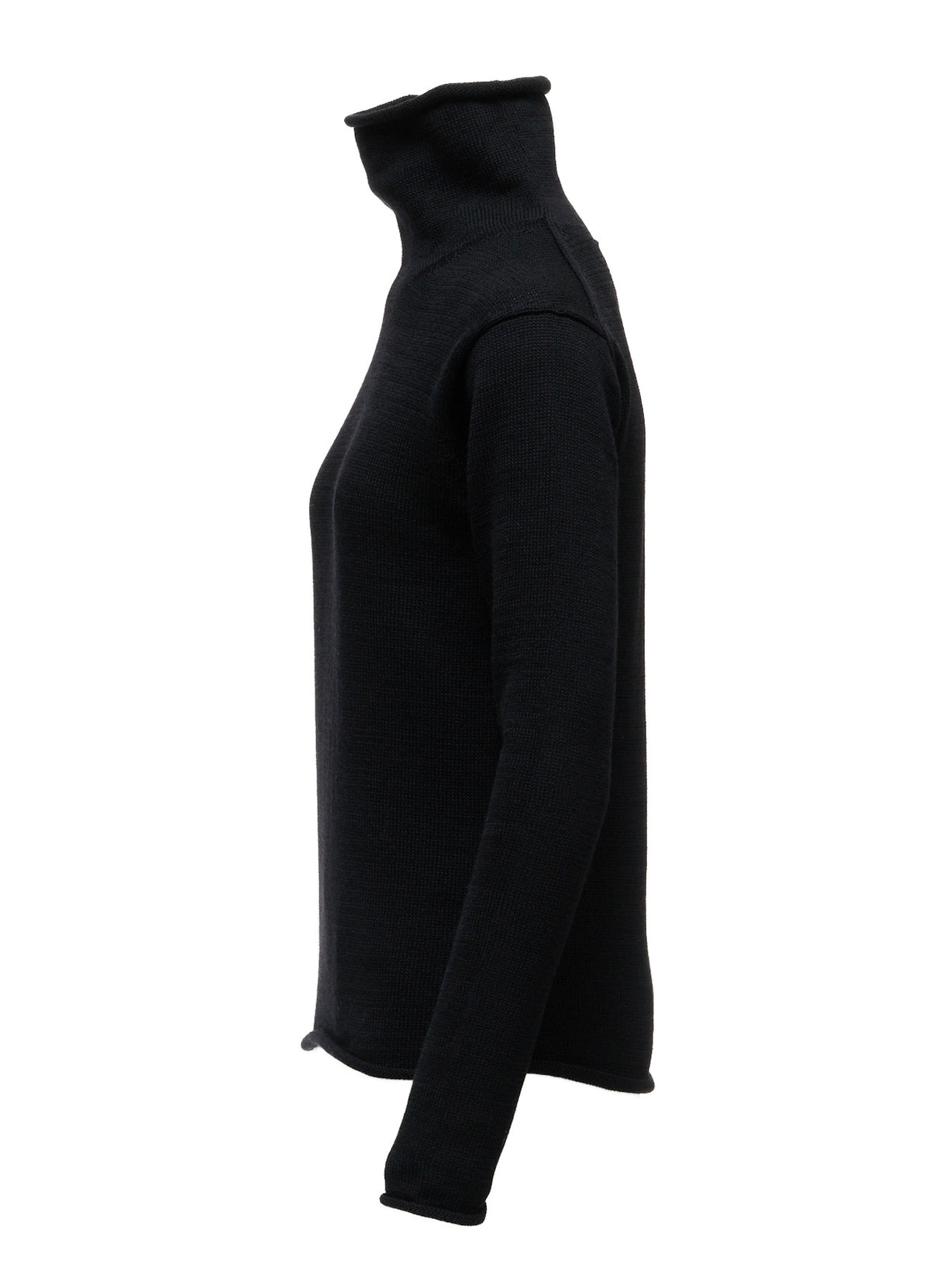 WOOL JERSEY LACE HIGH NECK PULLOVER