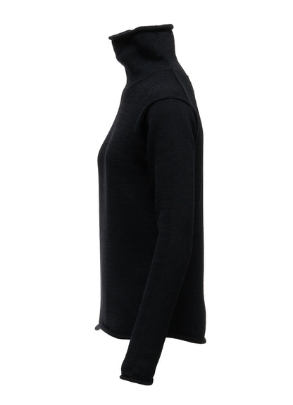 WOOL JERSEY LACE HIGH NECK PULLOVER